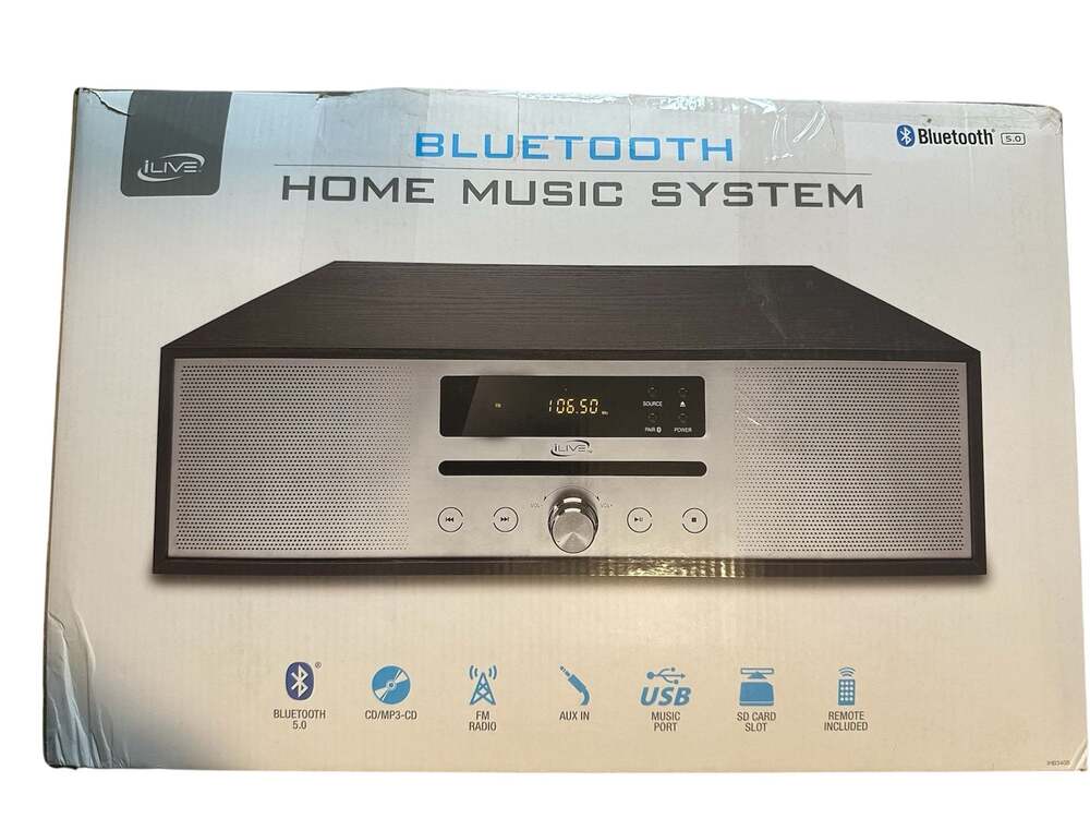 iLive IHB340B Bluetooth Home Music System with CD Player and FM Radio